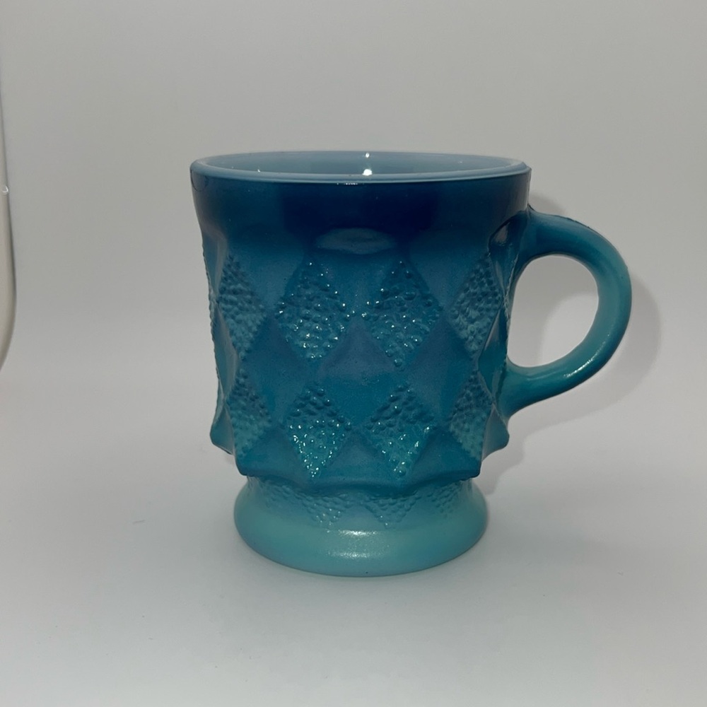 Vintage Anchor Hocking Fire King Kimberly Diamond Mug Blue Ombré